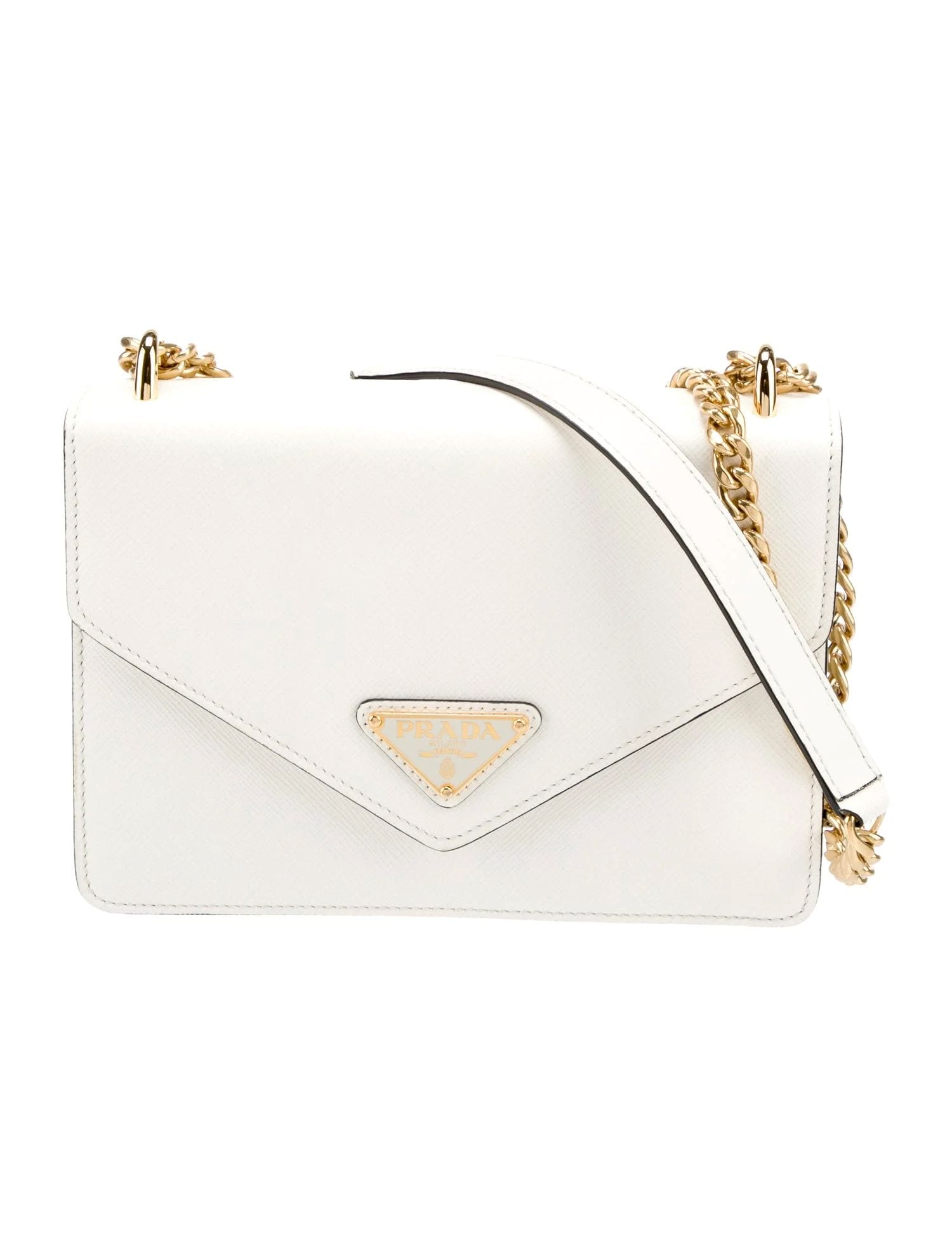 Lux Envelope Chain Bag in White Saffiano Leather, $1825 (approximately P102,967.41), PRADA, therealreal.com*